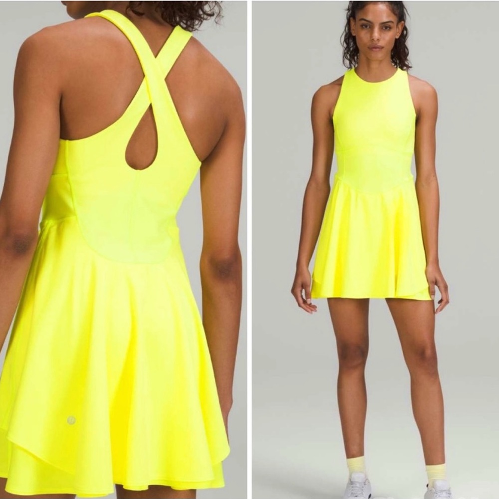 NWT Lululemon Court Crush Dress Electric Lemon size 8